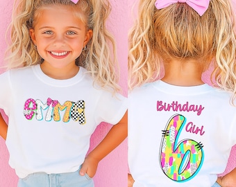Birthday Girl Shirt with Name – Preppy Pink Birthday Outfit for Girls – Personalized 6th Birthday Shirt – Custom Name Tee for Kids Party