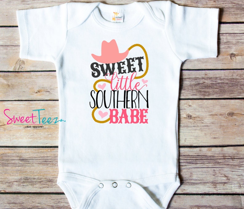 Sweet Little Southern Babe | Stay At Home Mum Southern Babe Shirt Girl Shirts Baby Country Bodysuit Shirt image 0