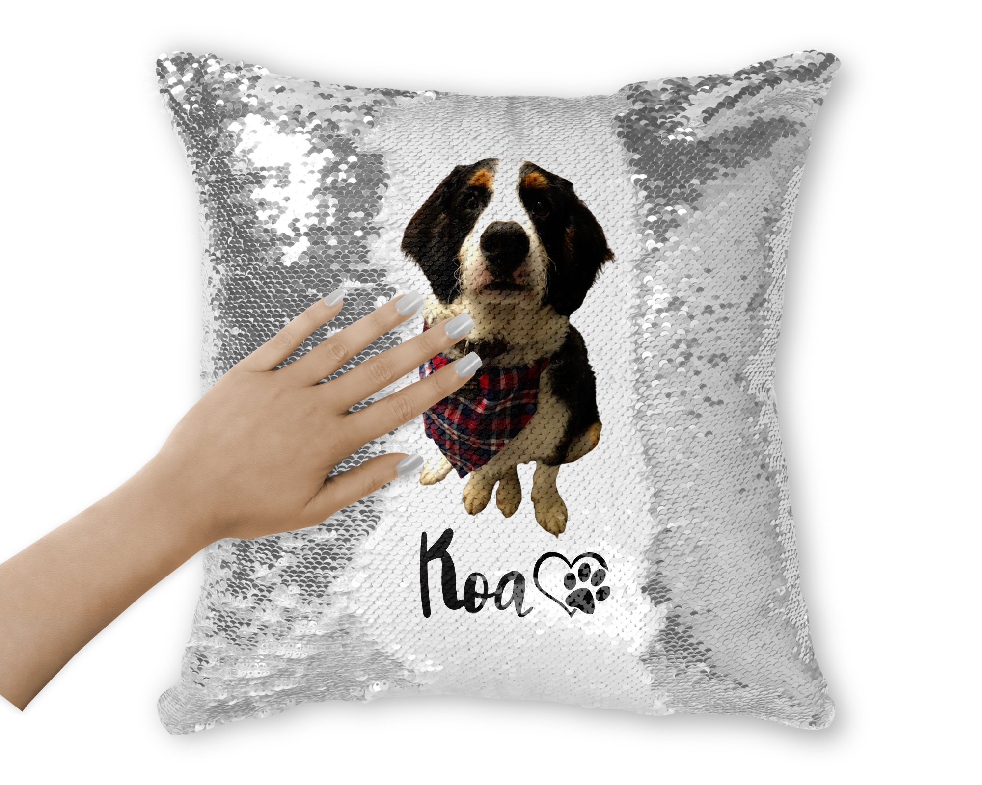Custom Dog Pillow Personalized Dog Sequin Pillow Custom Etsy
