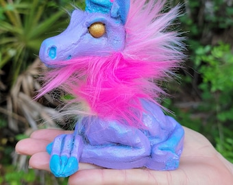 Baby Unicorn Hand Held Woodbaby puppet, Blast from the past, for cosplay and fantasy fun, Companion, Familiar, carry with you every where