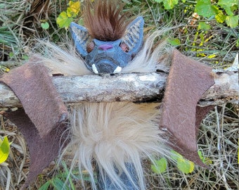 Adorable Mythological Bosom Buddy Bat wearable woodbaby with articulated head hand made  puppet for cosplay or fantasy fun handheld Bat