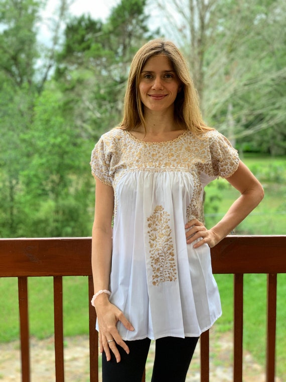 Blusa mexicana blanca sale