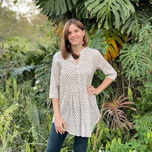 Hand Block Print Floral Tunic Blouse