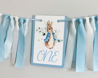 Peter Rabbit Birthday Decor, Peter Rabbit Baby Shower Decor, Peter Rabbit High Chair Banner, Pink Peter Rabbit, Personalized Peter Rabbit