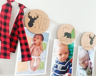 lumberjack first birthday decorations, lumberjack photo banner, wild one first birthday, woodland first birthday, deer bear birthday banner