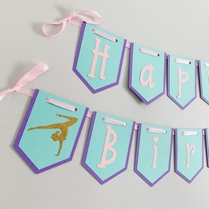 gymnastics birthday decorations, gymnastics banner, tumbling birthday decorations, gymnastics birthday banner
