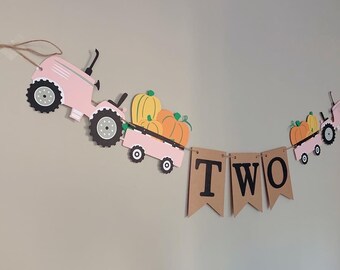 tractor pumpkin birthday banner, pumpkin patch birthday decorations, fall birthday decorations, pumpkin birthday decorations, pumpkins