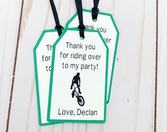 BMX favor tags, BMX birthday decorations, bicycle birthday