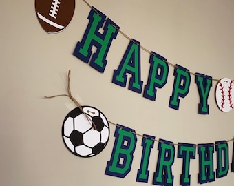 sports birthday decorations, all star sports, multi sport birthday, football baseball soccer basketball birthday decorations
