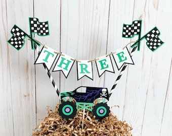 Monster Truck Cake Topper, Monster Truck Birthday Decorations, Monster Jam Cake Topper, Grave Digger Cake Topper, El Toro Loco, Megalodon