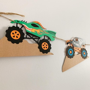 monster trucks banner for a  monster jam inspired birthday or bedroom decor