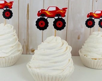 Blaze Monster Truck Cupcake Toppers, Birthday Decorations