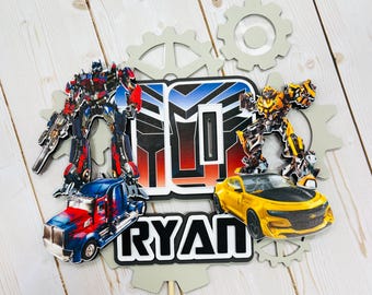 Personalized Transformers Cake Topper, Optimus Prime Birthday Decor