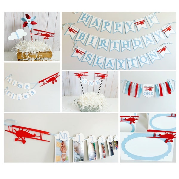 time flies first birthday, time flies banner, biplane birthday decorations, vintage airplane birthday decorations time flies cake smash