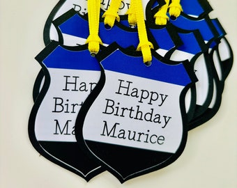 police birthday party decorations, police birthday party favor tags, first responders birthday party favor tags, cops and robbers