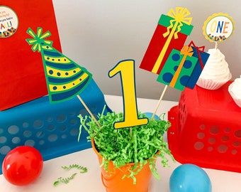 Primary Colors Birthday Centerpiece, Let's Have A Ball Theme