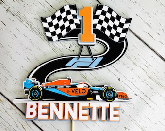 McLaren inspired Formula One racing birthday decor, McLaren racing Cake topper, Fast One