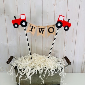 red tractor birthday decorations, barnyard birthday decorations, green tractor cake topper, old macdonald had a farm baby shower cake topper
