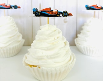 McLaren F1 Cupcake Toppers, Racing Party Decorations