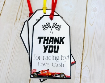 Ferrari Racing Birthday Favor Tags, Formula One Decor