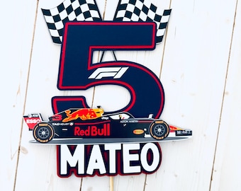 Red Bull Formula One Cake Topper, Red Bull F1 Birthday Party Decorations