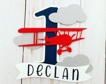 Time Flies Airplane Cake Topper, First Birthday Decorations
