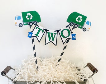 garbage truck birthday, recycling truck birthday, garbage recycling truck birthday, garbage truck decorations, recycling truck cake topper