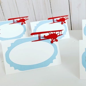 airplane time flies customizable table tent food labels party decorations