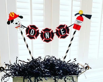 Personalized Firetruck Cake Topper, Fireman Birthday Party
