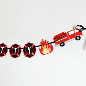 firetruck name banner, firetruck baby shower decorations, fire and rescue, fire emblem, flames, firefighter baby shower, firefighter nursery