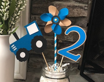 tractor birthday party decorations*tractor birthday*tractor party*blue tractor decorations*farm party decorations*tractor centerpieces