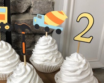 construction birthday party*construction birthday*under construction*construction vehicles*construction cupcake toppers*construction party