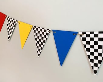 Racing Pennant Banner, Race Car Birthday Decorations, Monster Truck Decorations, Motocross Decorations, Checkered Flag Banner