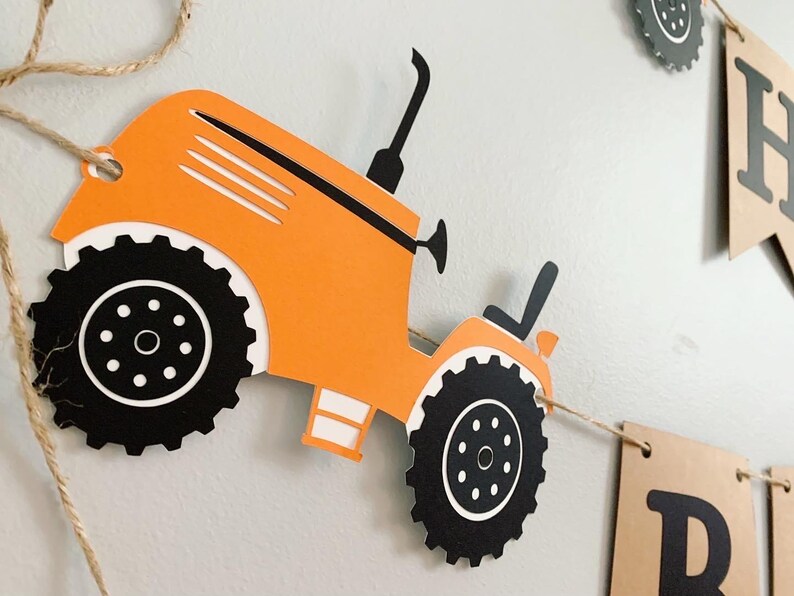 orange and black tractor age bannertractor age banner available in various colors to suit your party needs