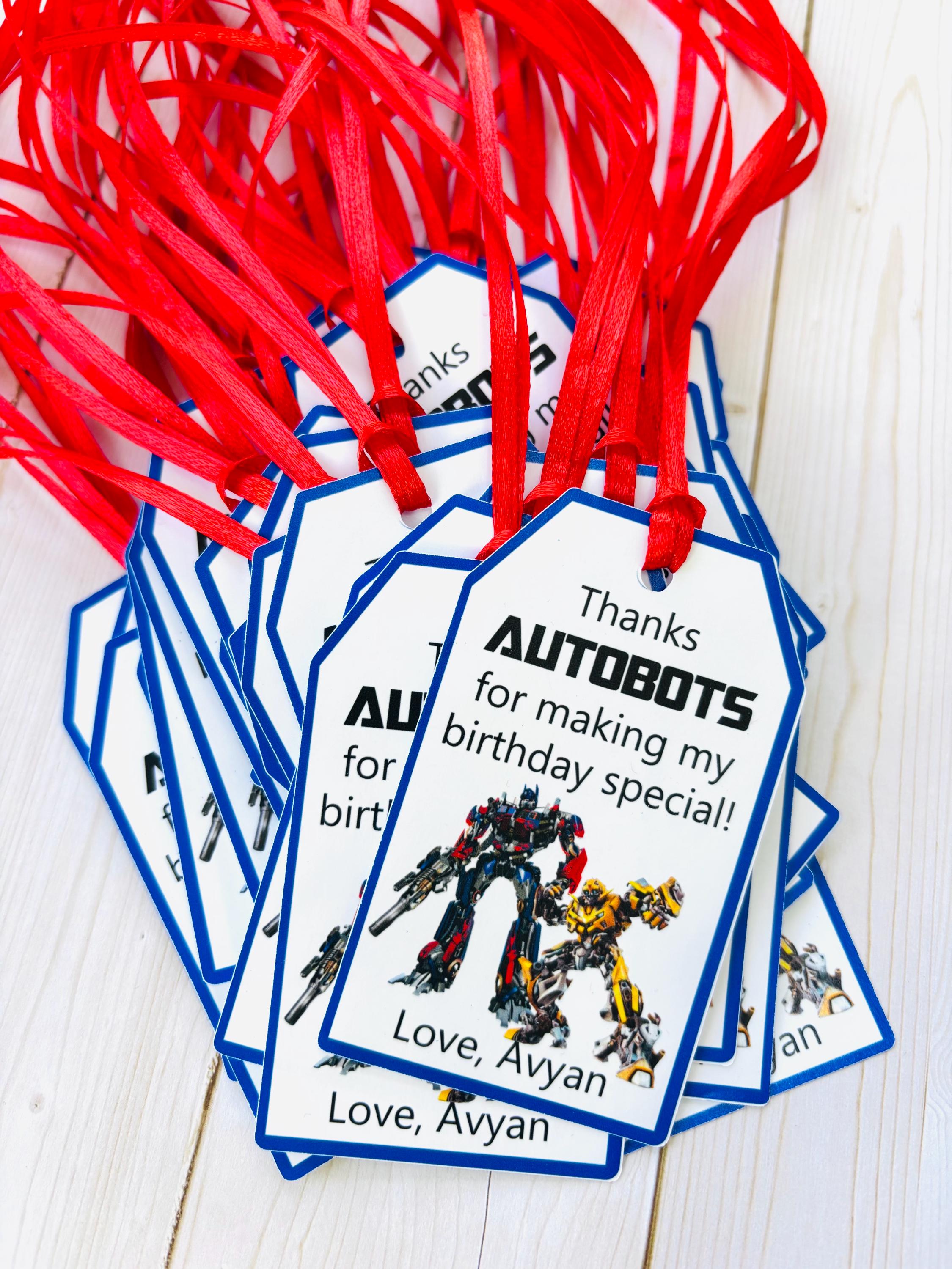 Transformers Birthday Party Favor Tags, Transformers Birthday Party ...