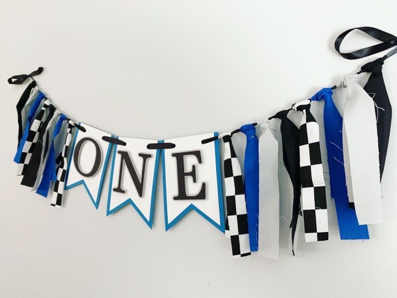 Racing High Chair Banner Checkered Flag Race Car First Birthday Party Decorations