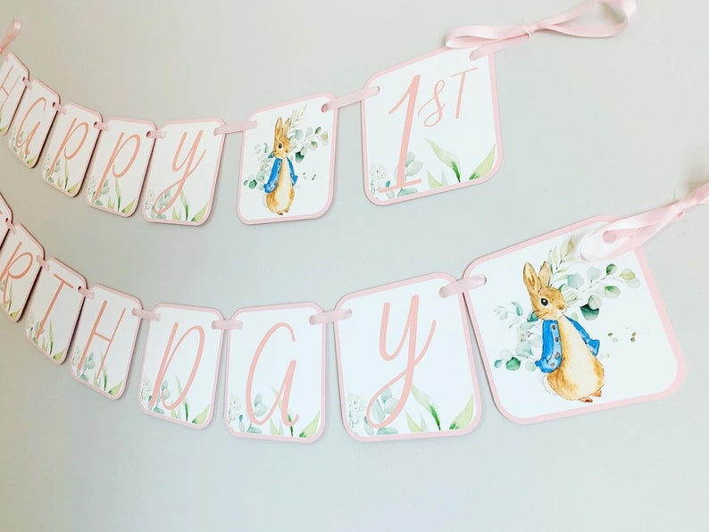 Pink Peter Rabbit Birthday Decorations, Girl Peter Rabbit Baby Shower Decorations, Peter Rabbit Birthday Banner, Easter Birthday, Baby Girl image 1