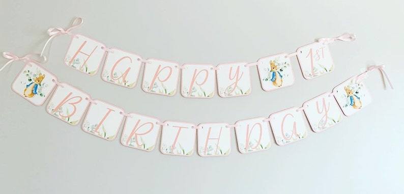 Pink Peter Rabbit Birthday Decorations, Girl Peter Rabbit Baby Shower Decorations, Peter Rabbit Birthday Banner, Easter Birthday, Baby Girl Pink