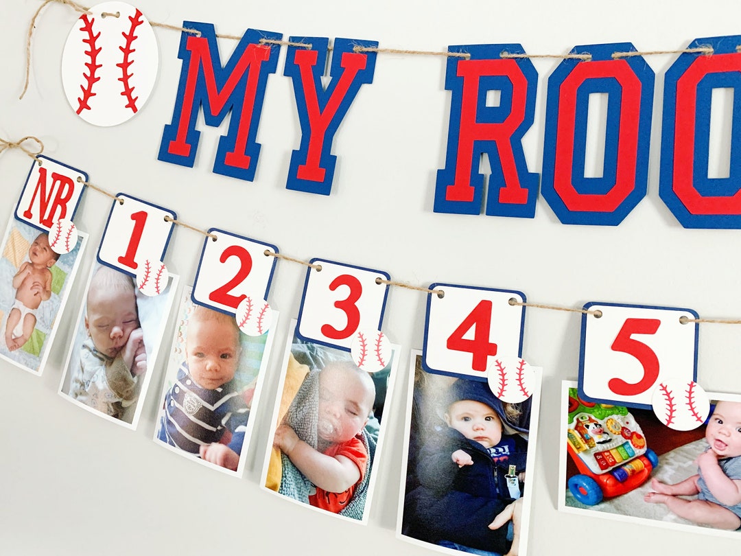 Baseball First Birthday Photo Banner, Rookie of the Year First Birthday ...