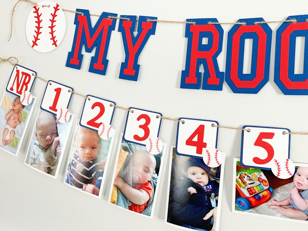 Baseball First Birthday Photo Banner Rookie of the Year First   Etsy