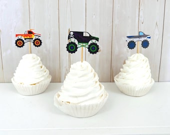 Monster Truck Birthday Decorations, Monster Trucks, Monster Truck Party, Monster Truck Cupcake Toppers, Monster Truck Rally, Monster Jam