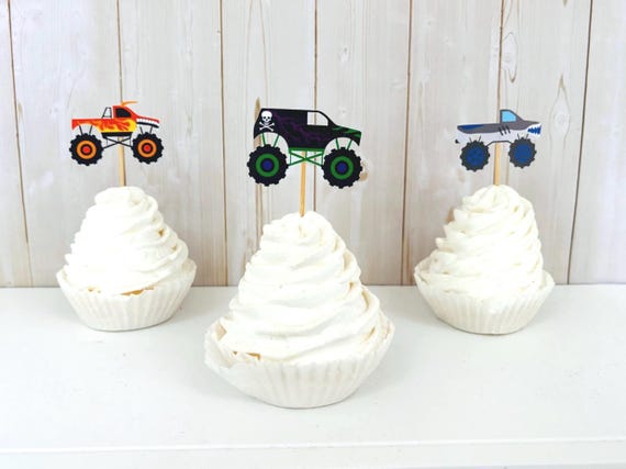 Monster Truck Birthday Decorations, Monster Trucks, Monster Truck Party, Monster Truck Cupcake Toppers, Monster Truck Rally, Monster Jam