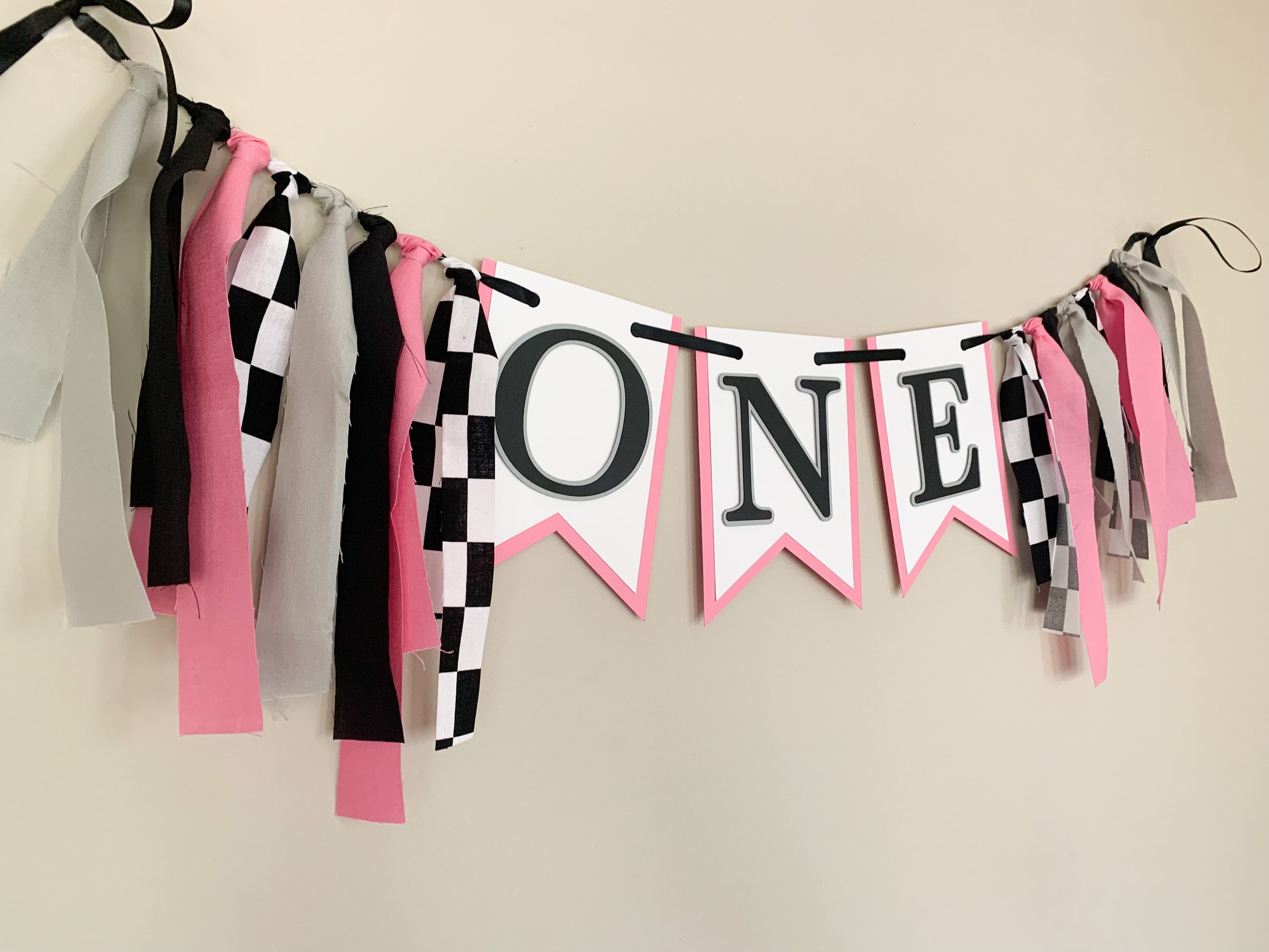 pink race car birthday, girl race car birthday, pink race car high chair banner, girl race car baby shower, racing party, two fast, fast one
