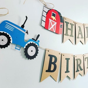 red tractor birthday decorations, red tractor barnyard birthday decorations, tractor barn birthday banner, old macdonald birthday decoration image 7
