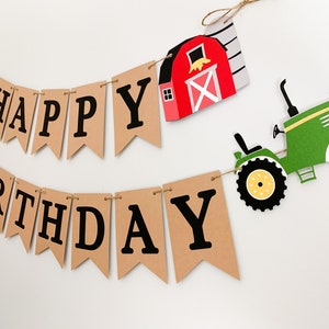 red tractor birthday decorations, red tractor barnyard birthday decorations, tractor barn birthday banner, old macdonald birthday decoration image 5