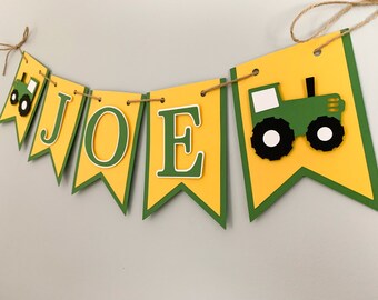 Banner de tractor verde personalizado, frase personalizada, decoración para fiestas