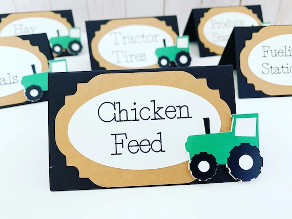 Tractor Party Food Tents, tractor birthday party decorations, green tractor baby shower decorations, barnyard birthday, farm birthday Il_570xn