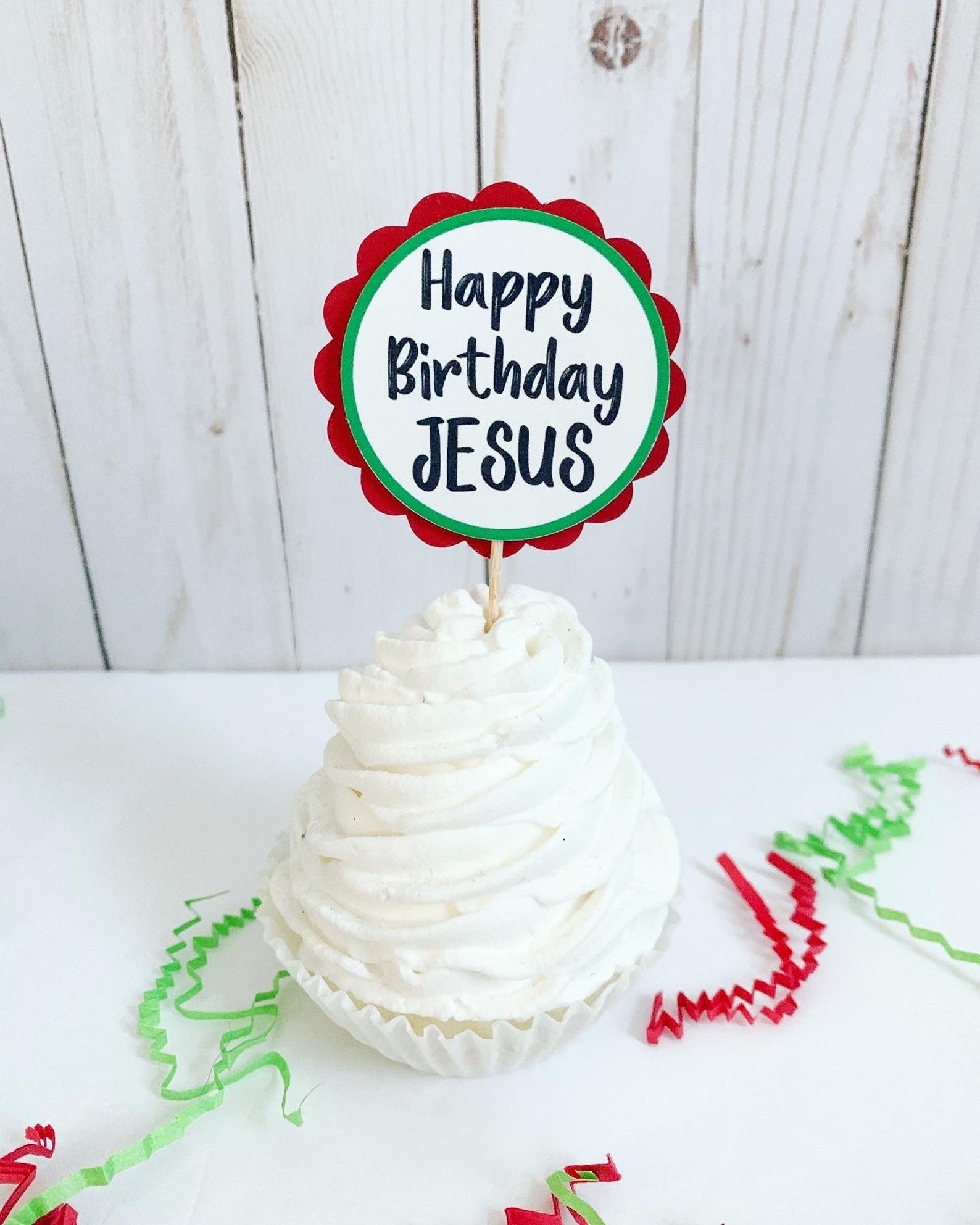 Happy Birthday Jesus Cupcake Toppersred and Green Cupcake - Etsy