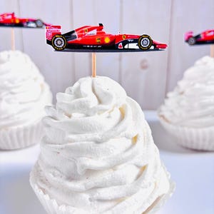 Ferrari F1 Cupcake Toppers, Redbull Formula 1, Racing Party Decorations