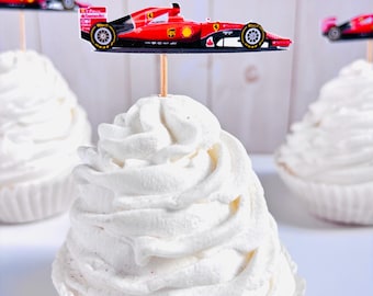 Ferrari F1 Cupcake Toppers, Redbull Formula 1, Racing Party Decorations